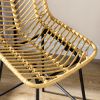 HOMCOM Rattan Bar Stools Set of 2, 26" Counter Height Barstools, Boho Kitchen Island Stools with Breathable Wicker Seat and Back, Yellow