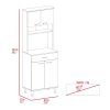 Pantry Cabinet 67" H, Four Doors, One Drawer, Three Internal Shelves, 2 External Storage Shelves, Microwave Storage Option, Four Legs, Light Oak