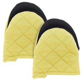 Microwave Mini Heat Resistant Gloves Kitchen 2 Heat Resistant Gloves (Color: yellow)